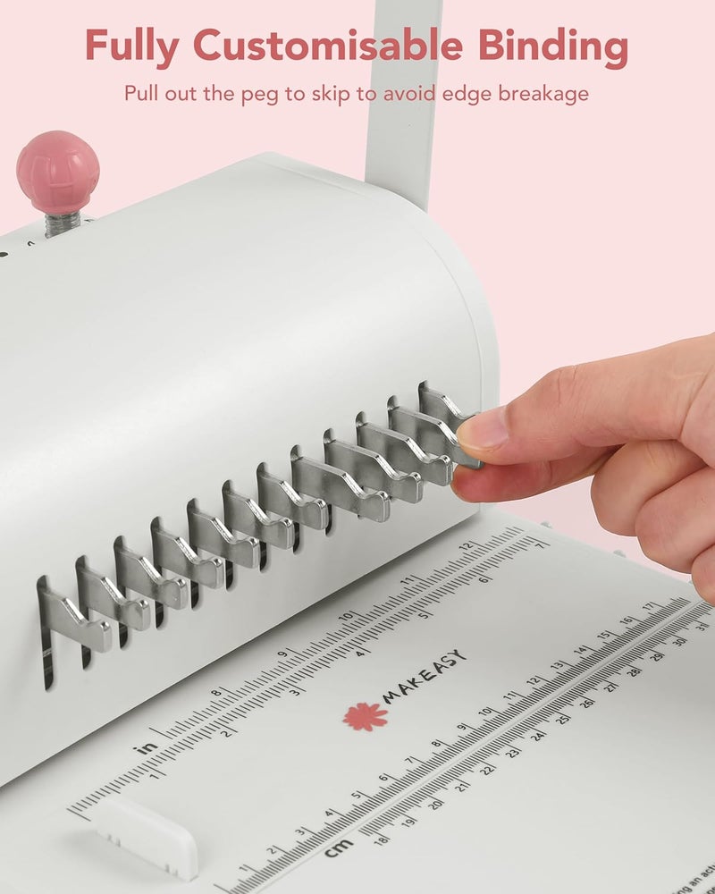 Makeasy Binding Machine Hole Pitch 2:1 - Portable Book Binding Kit with 10PCS 5/8'' Binding Wires & Plier, for DIY Notebooks, Albums, Journals, and Calendars – Circle Holes, 20 Sheet Punch Capacity - Image 2